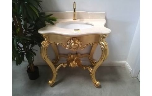 VASQUE SUR PIED DORE + MIROIR DORE DE STYLE