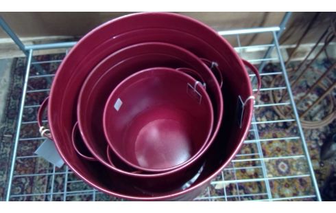 LOT DE 3 SEAUX  EN METAL