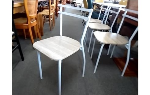 4 CHAISES LOT DE 4 PIEDS METAL BLANC