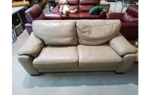 CANAPE CUIR TAUPE 3P