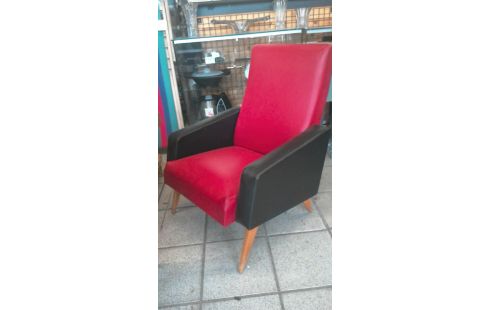 SESSEL 1 IM VINTAGE-STIL ROT SCHWARZ