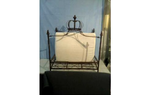 HUNDBETT +MATRATZE EISEN KRONE ANTIK