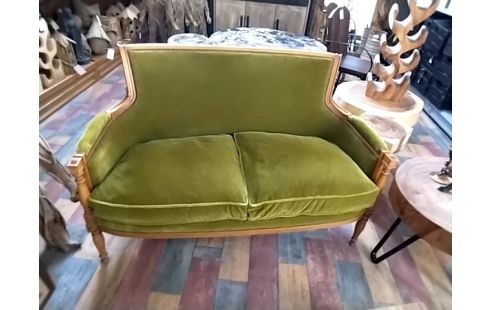 BANQUETTE STYLE LOUIS XVI VELOURS VERT