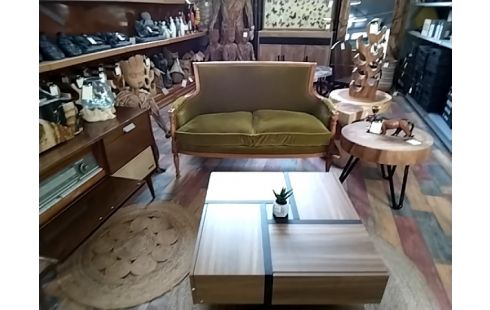 BANQUETTE STYLE LOUIS XVI VELOURS VERT