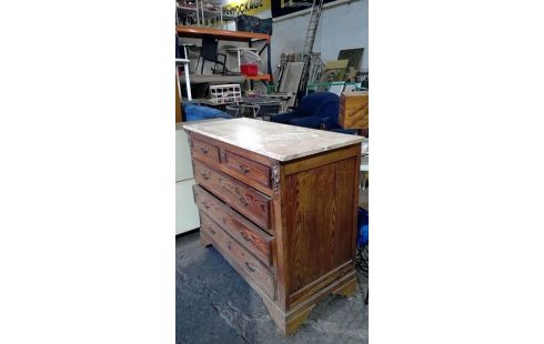 COMMODE CHENE  DESSUS MARBRE
