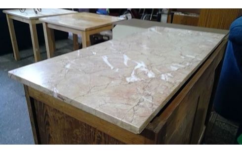 COMMODE CHENE  DESSUS MARBRE