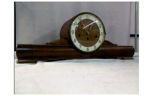 KAMINUHR HOLZ WEIß ZIFFERNBLATT VINTAGE