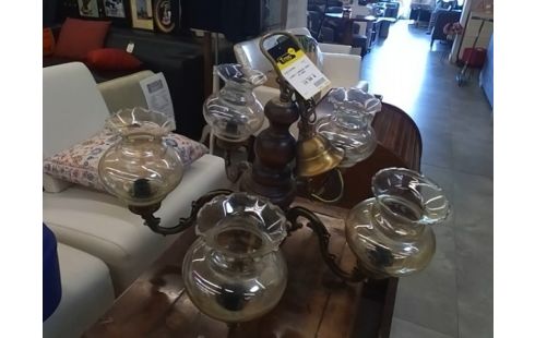 LUSTRE 5 BRANCHES BOULE EN VERRE