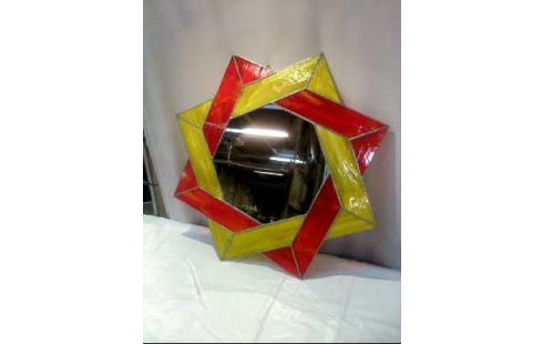 SPIEGEL IN BUNTGLAS GEFASST ORANGE/GELB