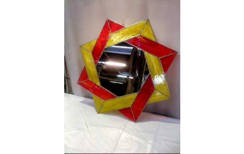 SPIEGEL IN BUNTGLAS GEFASST ORANGE/GELB