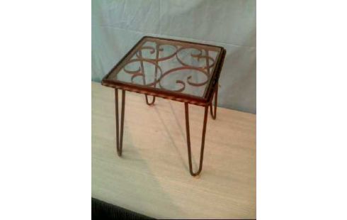 BEISTELLTISCH METALL M. GLASPLATTE KUPFERF.