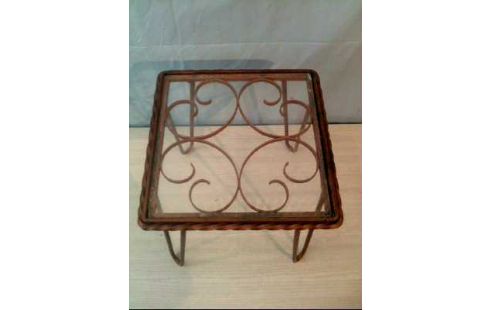 BEISTELLTISCH METALL M. GLASPLATTE KUPFERF.