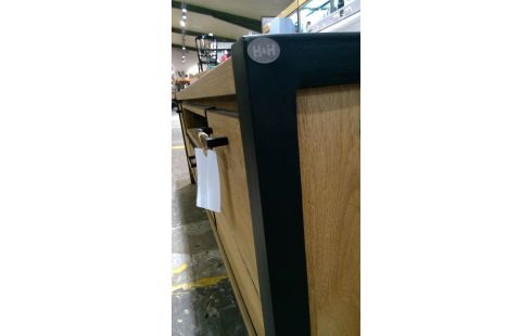 MEUBLE TV BOIS MASSIF FINITION METAL H&H