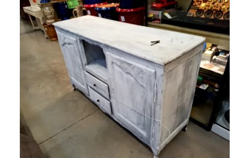 MEUBLE BAS PEINT 2 PORTES 2 TIROIRS + CLÉ 1SERRURE HS