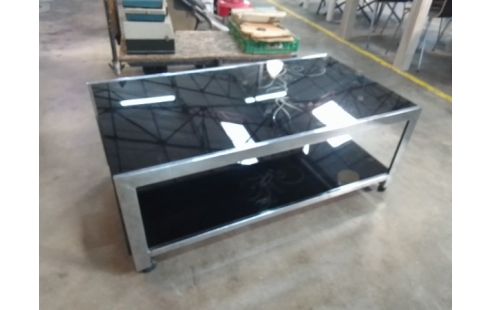 TABLE BASSE VERRE SUR ROULETTES