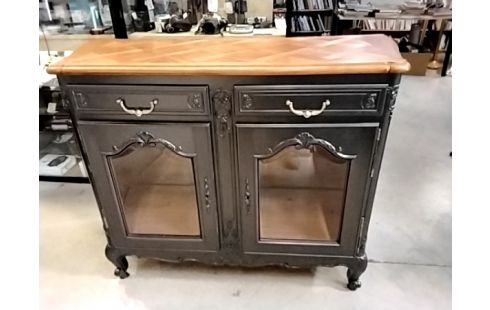 BUFFET BAS RELOOKÉ 2 PORTES VITRÉES + CLEFS