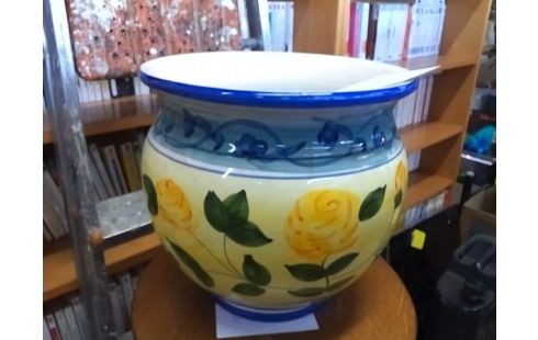 CACHE POT MOTIF FLEURS JAUNE