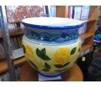 CACHE POT MOTIF FLEURS JAUNE