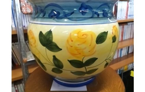 CACHE POT MOTIF FLEURS JAUNE