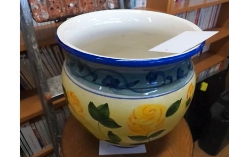 CACHE POT MOTIF FLEURS JAUNE