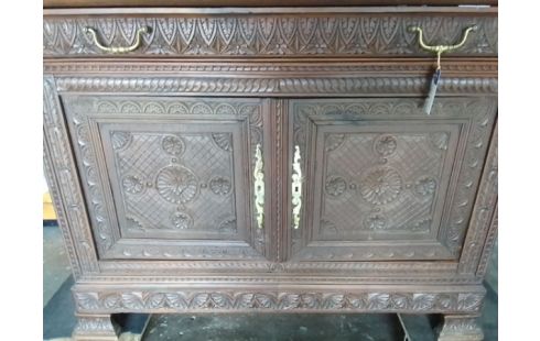 BAHUT BAS ANCIEN BRETON 1 TIROIR 2 PORTES