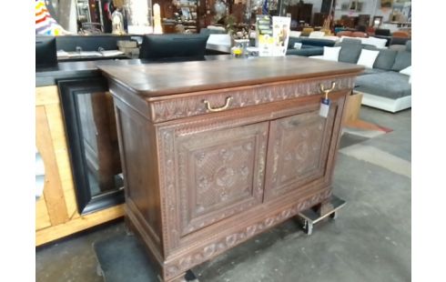 BAHUT BAS ANCIEN BRETON 1 TIROIR 2 PORTES