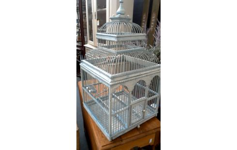 KÄFIG FÜR VOGEL DEKORATIV BLAU BLEIWEISS, , HOLZ