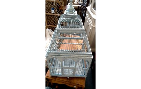 KÄFIG FÜR VOGEL DEKORATIV BLAU BLEIWEISS, , HOLZ