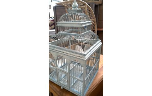 KÄFIG FÜR VOGEL DEKORATIV BLAU BLEIWEISS, , HOLZ