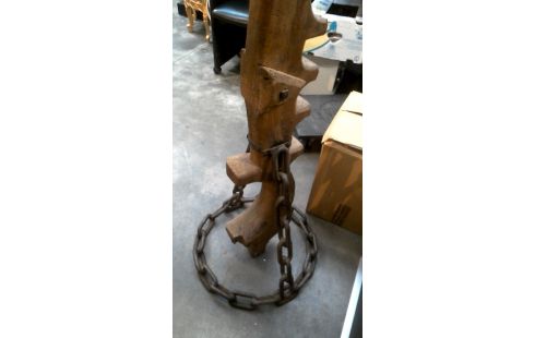 LÁMPARA DE SOBREMESA HIERRO FORJA ROBLE RÚSTICO, , YUGO