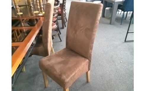 LOT DE 4 CHAISES TISSU MARRON