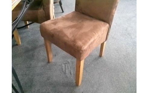 LOT DE 4 CHAISES TISSU MARRON