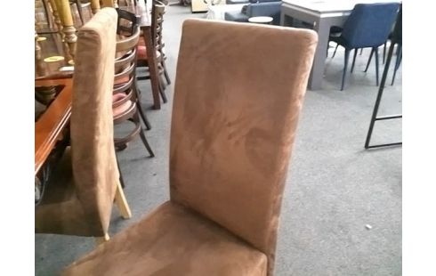 LOT DE 4 CHAISES TISSU MARRON