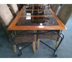 TABLE BOIS ET METAL AVEC PLATEAU VERRE L147