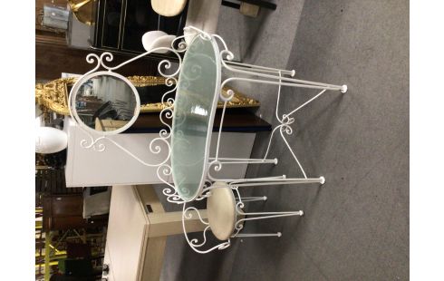 COIFFEUSE FER FORGE BLANC + CHAISE