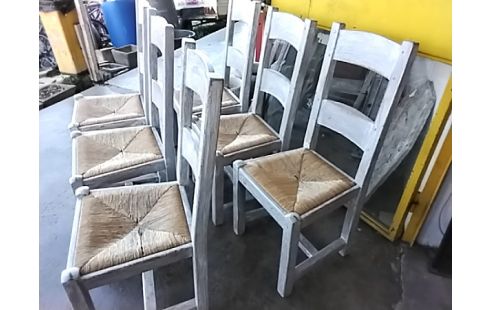 6 CHAISES CHENE MASSIF CERUSÉ