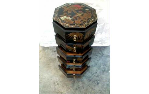 KOMMODE CHINESISCH FLORAL LACKIERT