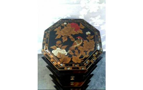 KOMMODE CHINESISCH FLORAL LACKIERT