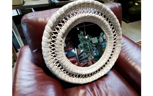 MIROIR ROND BLANC TRESSÉ