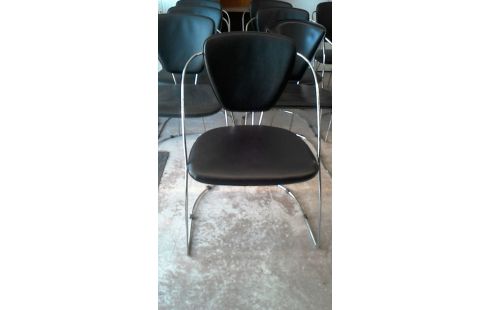 BUTACA. DISEÑO CROMO IMITACIÓN CUERO NEGRO