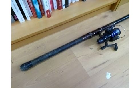 CANNE A PECHE NOIRE AVEC MOULINET