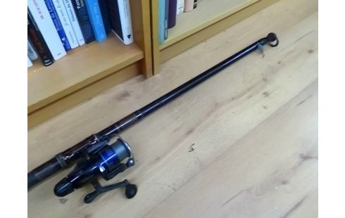 CANNE A PECHE NOIRE AVEC MOULINET