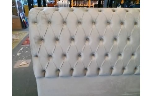 TETE DE LIT TISSU BEIGE L190 (AVEC BARRES)