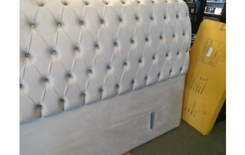 TETE DE LIT TISSU BEIGE L190 (AVEC BARRES)