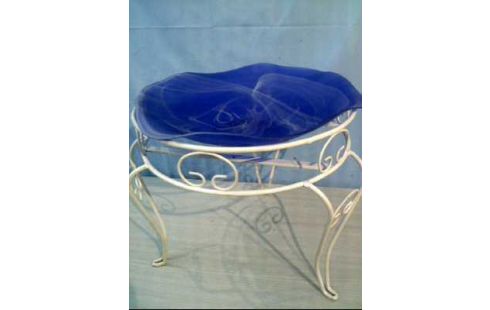 DEKOMÖBEL MIT SCHALE BLAU GESTELL WEISS