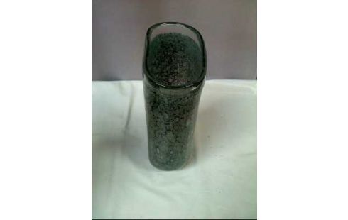 VASE GRÜN/ GRAU DICKES GLAS OVAL