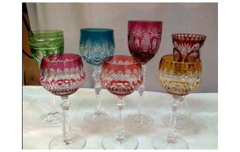 GLAS 7-TLG FARBIG GESCHLIFFEN