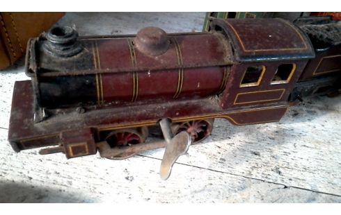 JOUET ANCIEN, , TRAINS FER BLANC