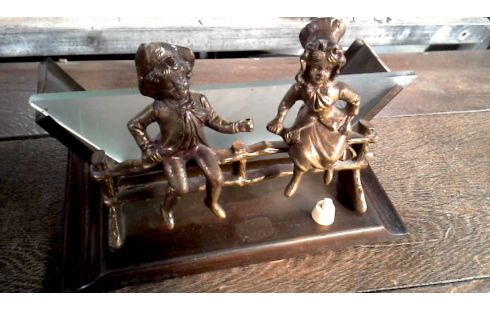 TAFELLAMP OUD MESSING