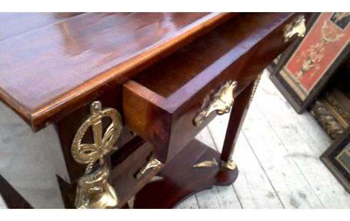 CHIFFONNIER EMPIRE RONCE D'ACAJOU 3 TIROIRS